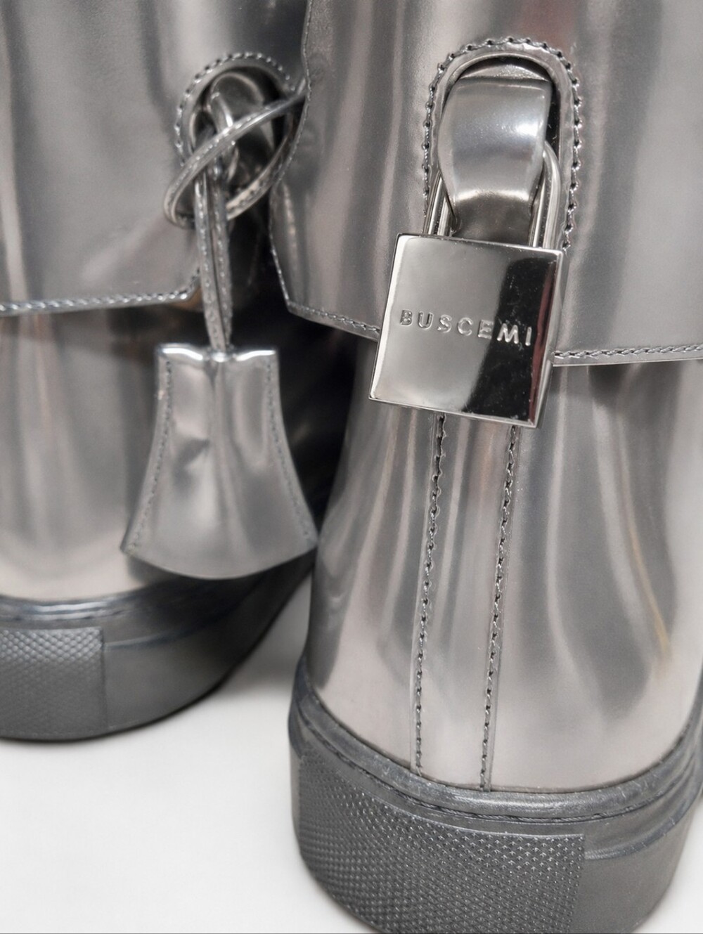 BUSCEMI | 125mm Metallic Silver High-Top Sneakers – EU 45 / US 12 - Picture 6 of 10